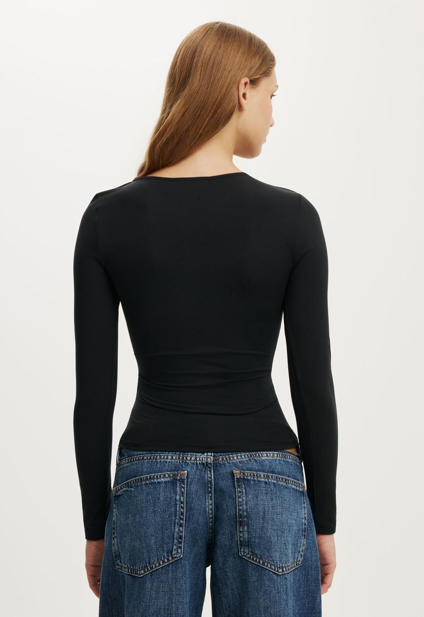 Cotton On - Tully Drape Long Sleeve - Black