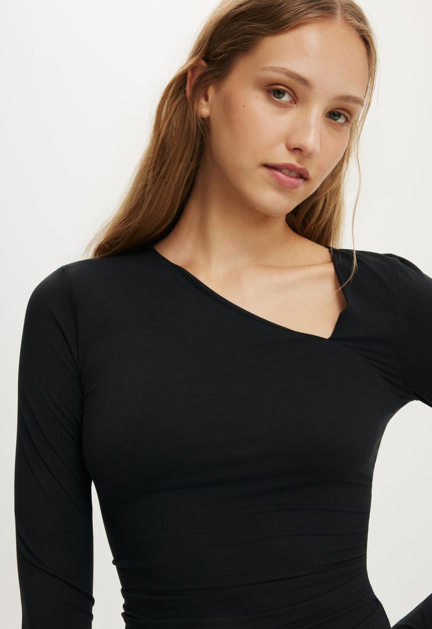 Cotton On - Tully Drape Long Sleeve - Black