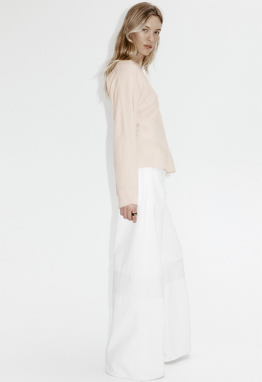 H&M - Knitted v-neck top - light beige