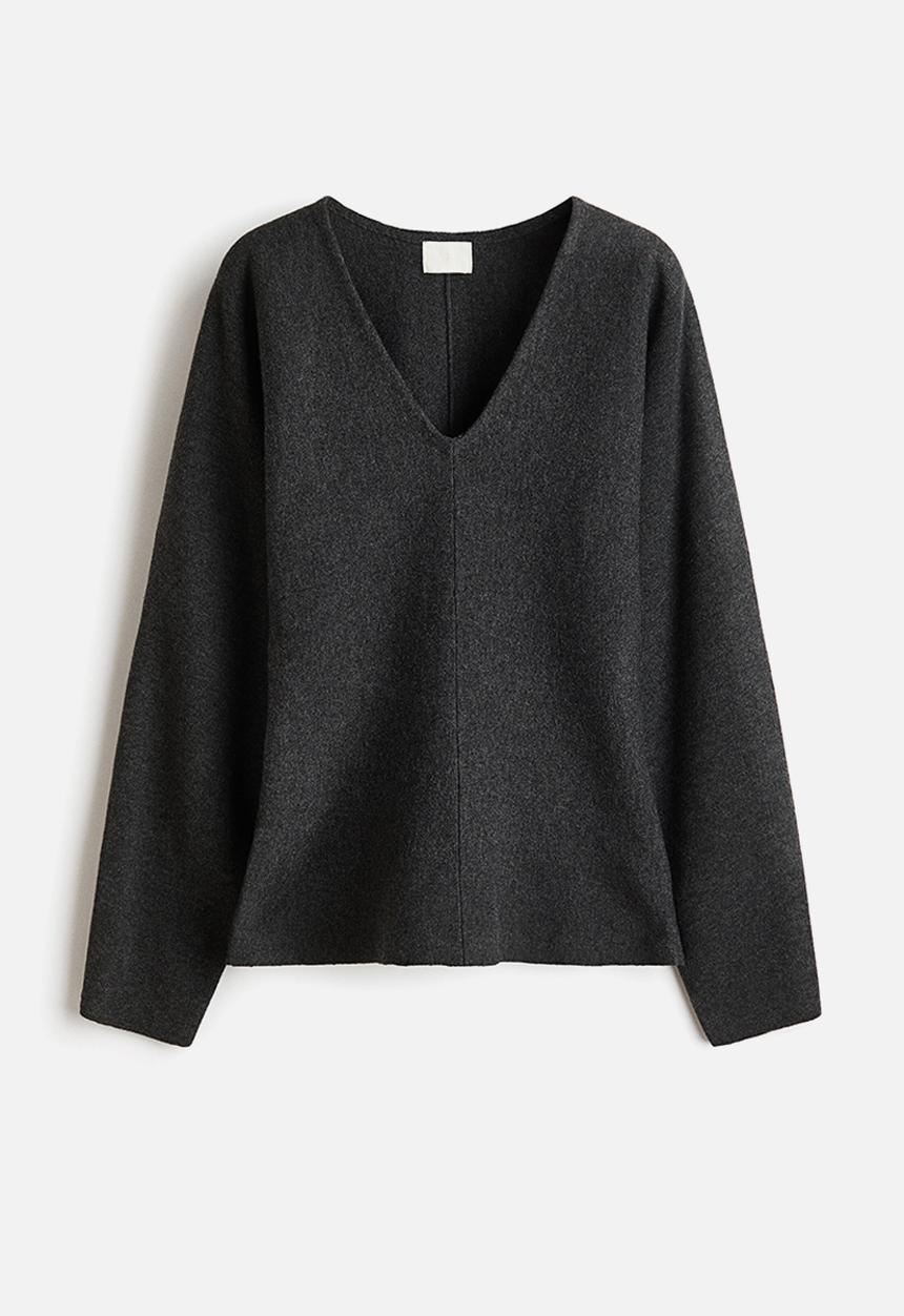 H&M - Knitted v-neck top - dark grey