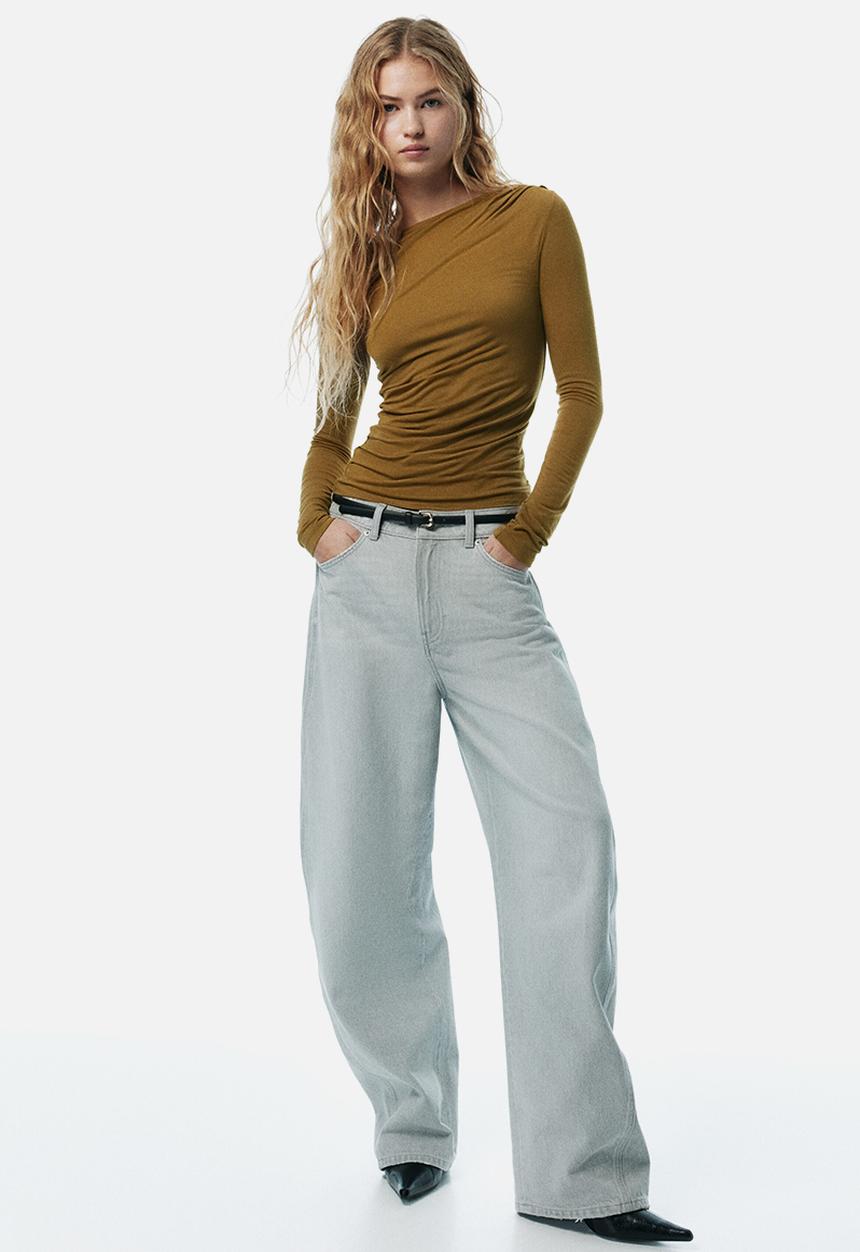 H&M - Draped viscose top - golden olive