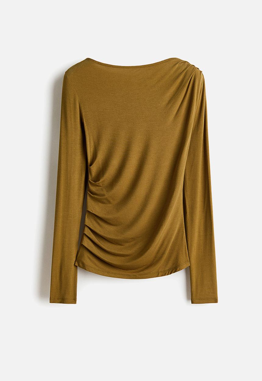 H&M - Draped viscose top - golden olive