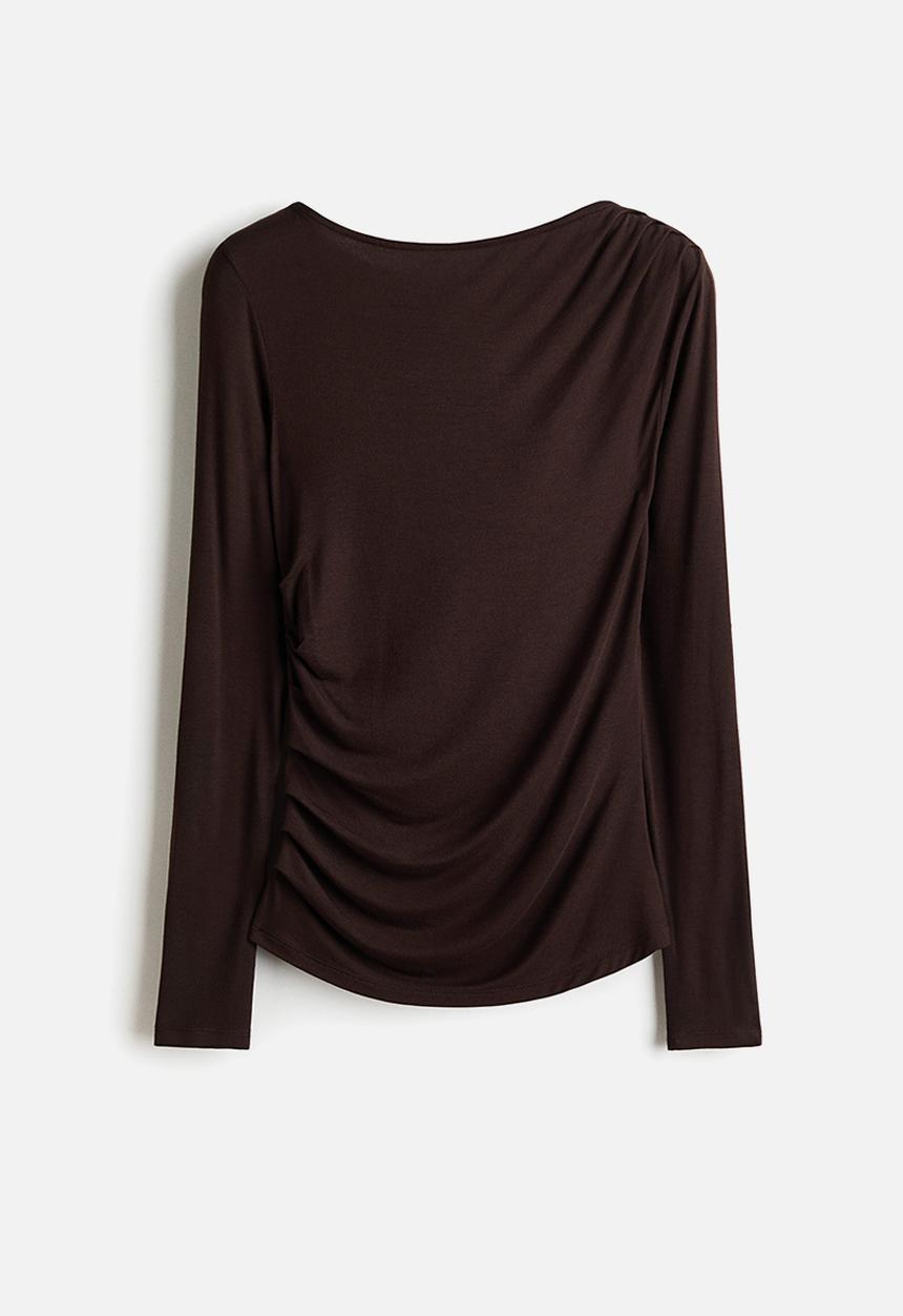 H&M - Draped viscose top - dark brown