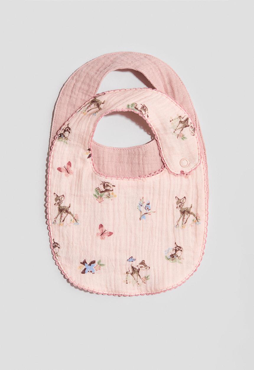 H&M - 2-Pack cotton muslin bibs - pink/bambi