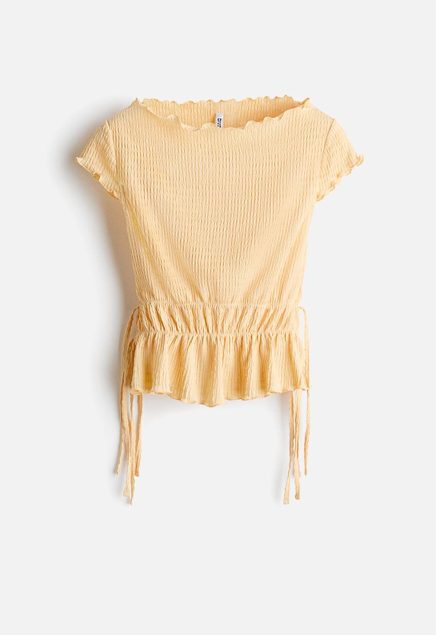 H&M - Smocked top - light yellow