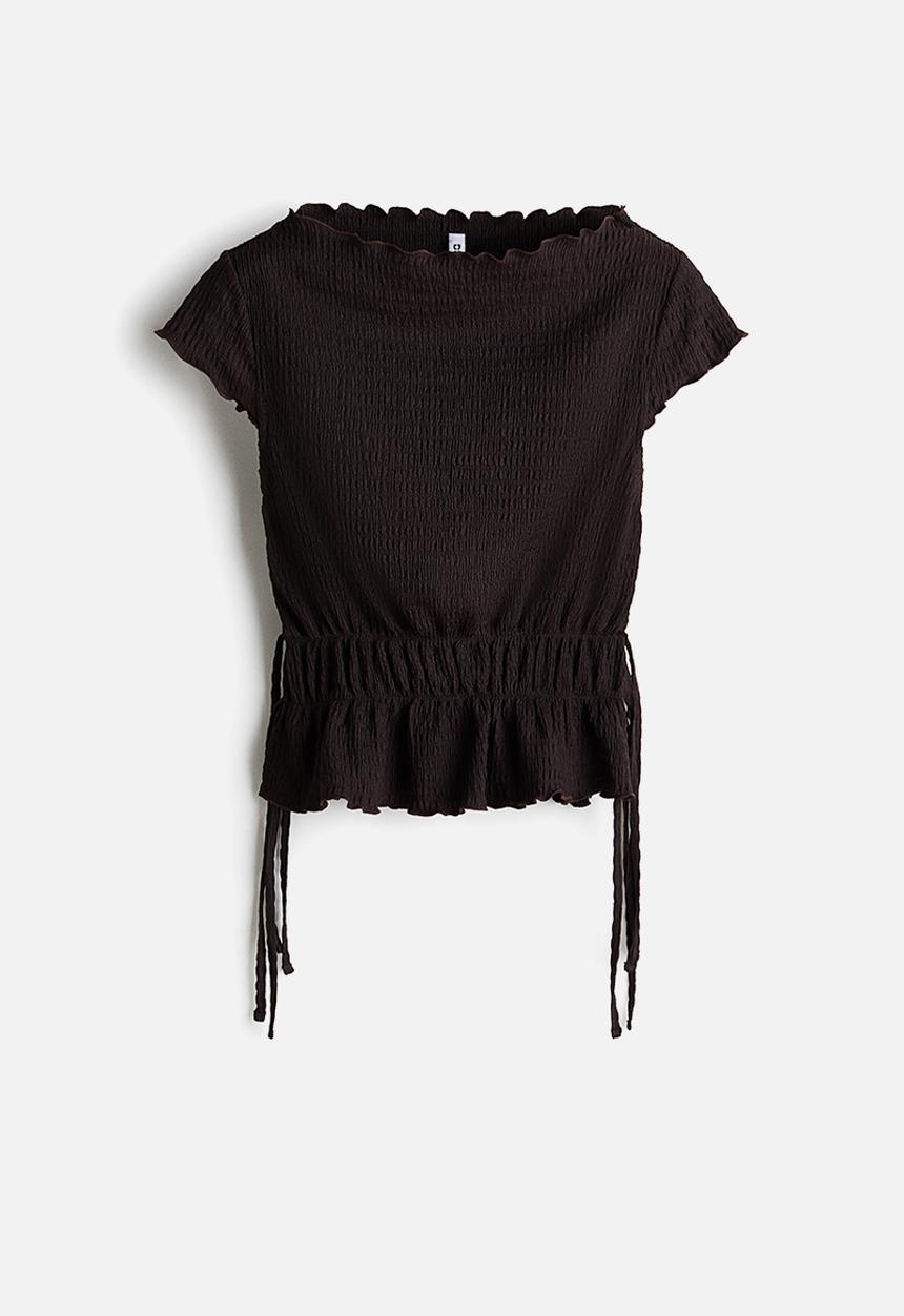 H&M - Smocked top - dark brown