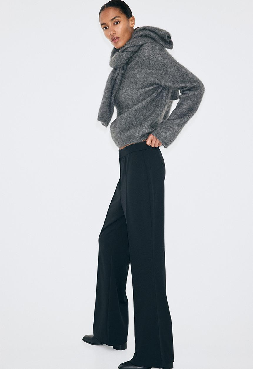 H&M - Bootcut crease-front trousers - black