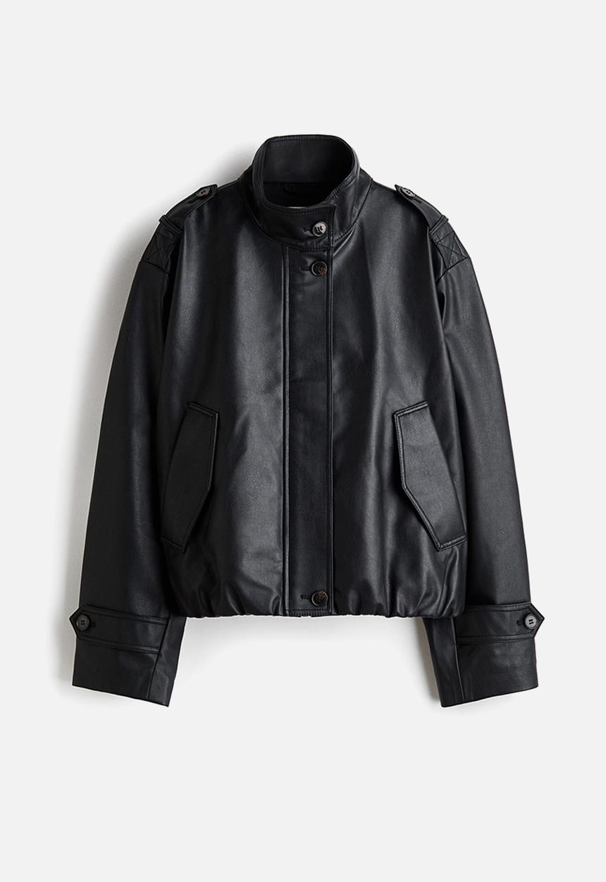 H&M - Oversized coated jacket - black