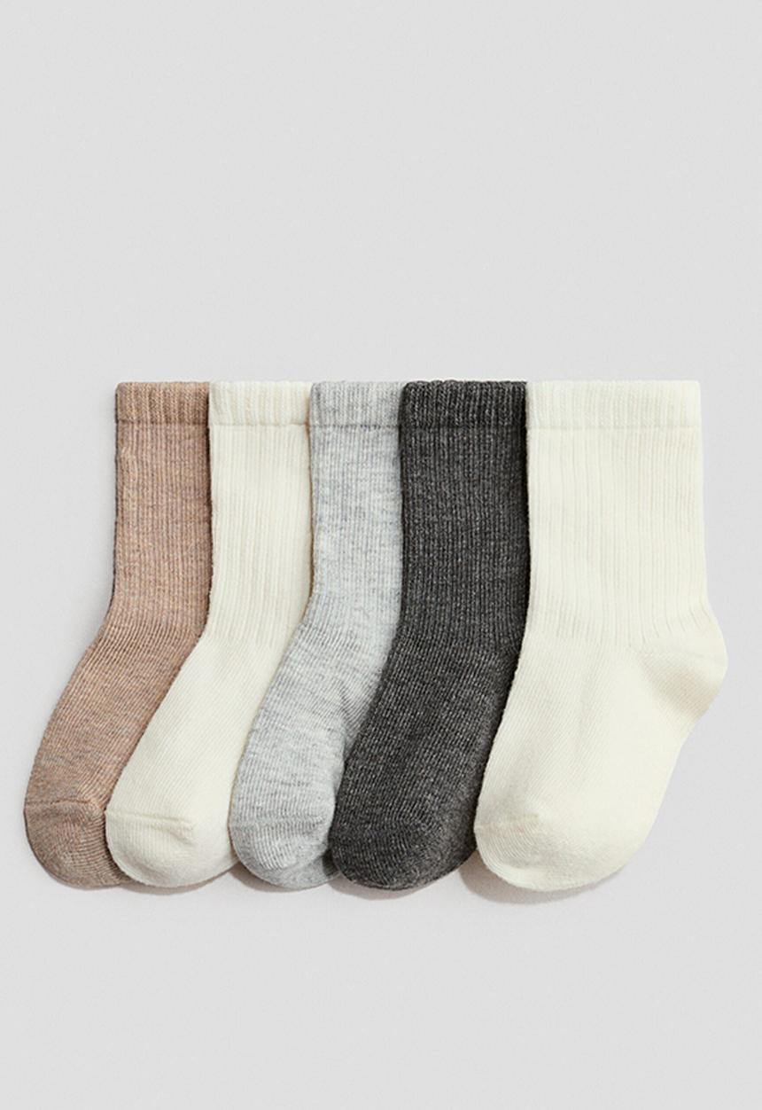 H&M - 5-Pack socks - beige/grey