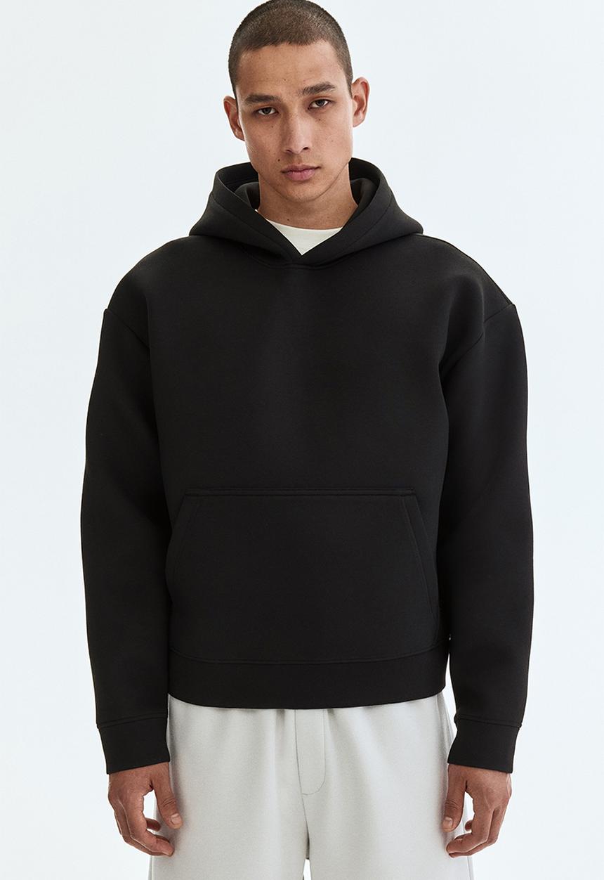 H&M - Loose fit scuba hoodie - black