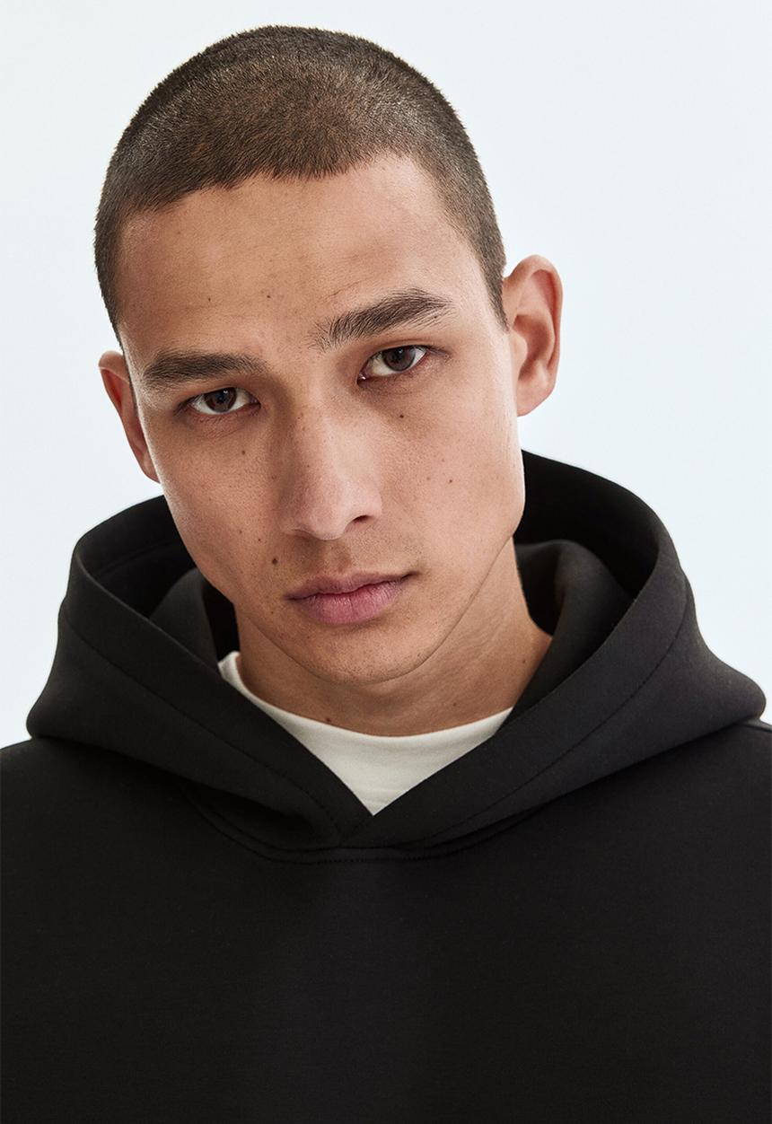 H&M - Loose fit scuba hoodie - black