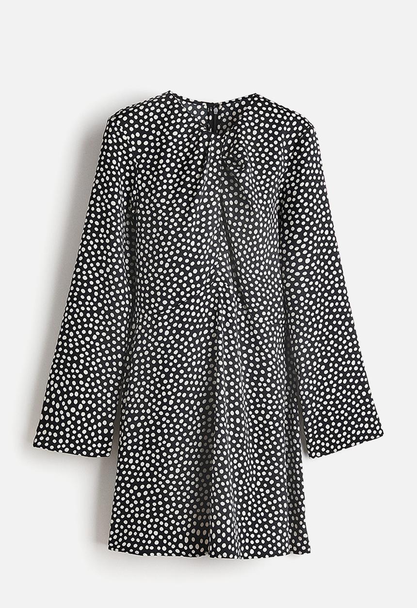 H&M - Twist-detail dress - black/polka dot