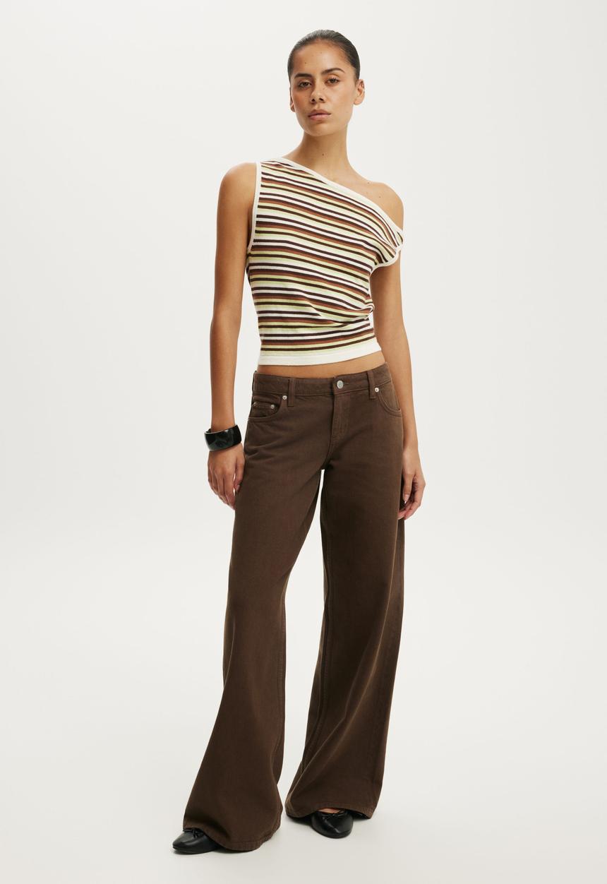 Cotton On - Sleeveless Off Shoulder Knit - Green Stripe