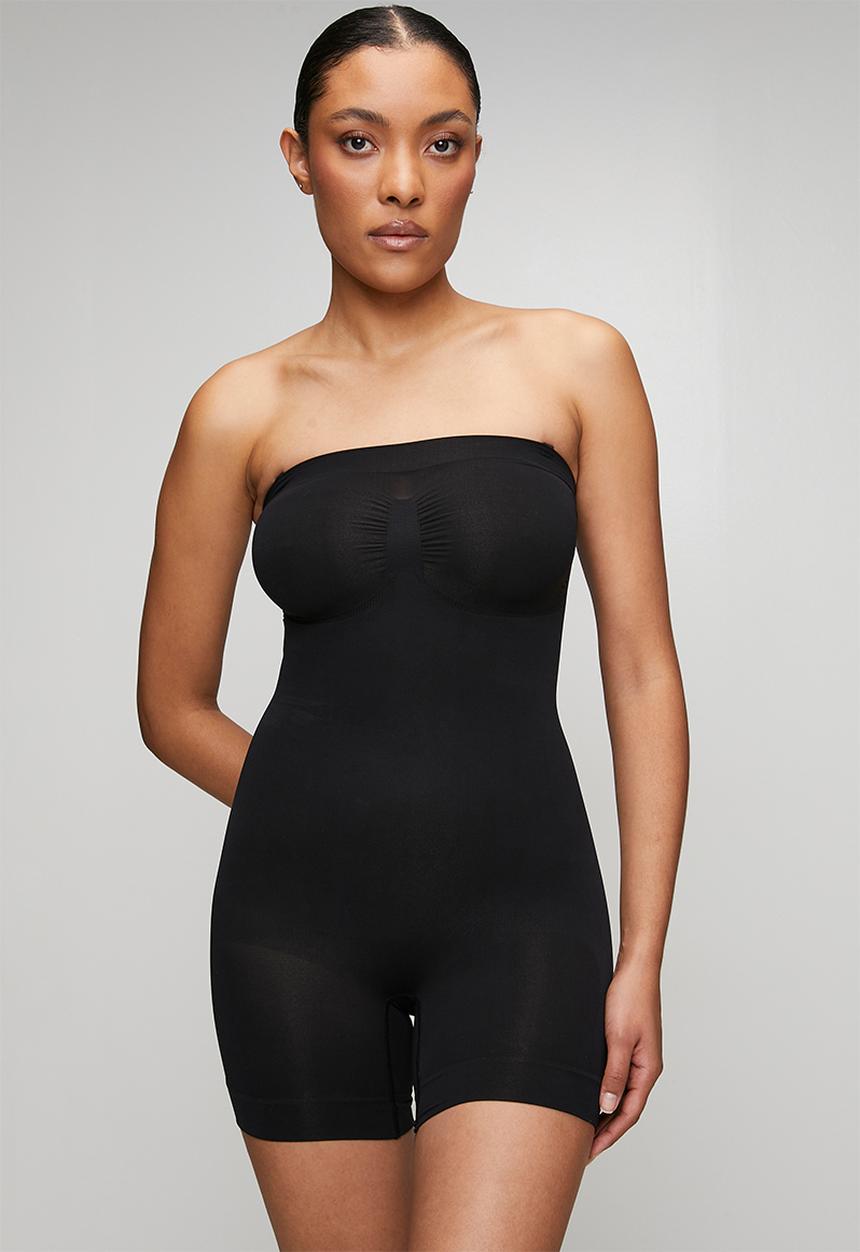 Easy Curves Shapewear - Boob tube mid thigh bodysuit - black