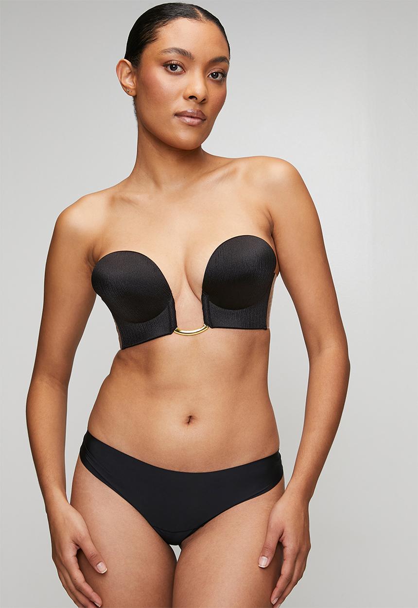 Easy Curves Shapewear - Plunge neckline gold metal - black