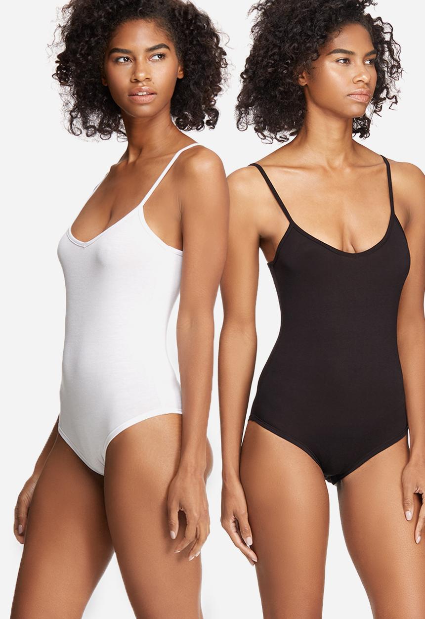 dailyfriday - V-neck cami bodysuit 2 pack
