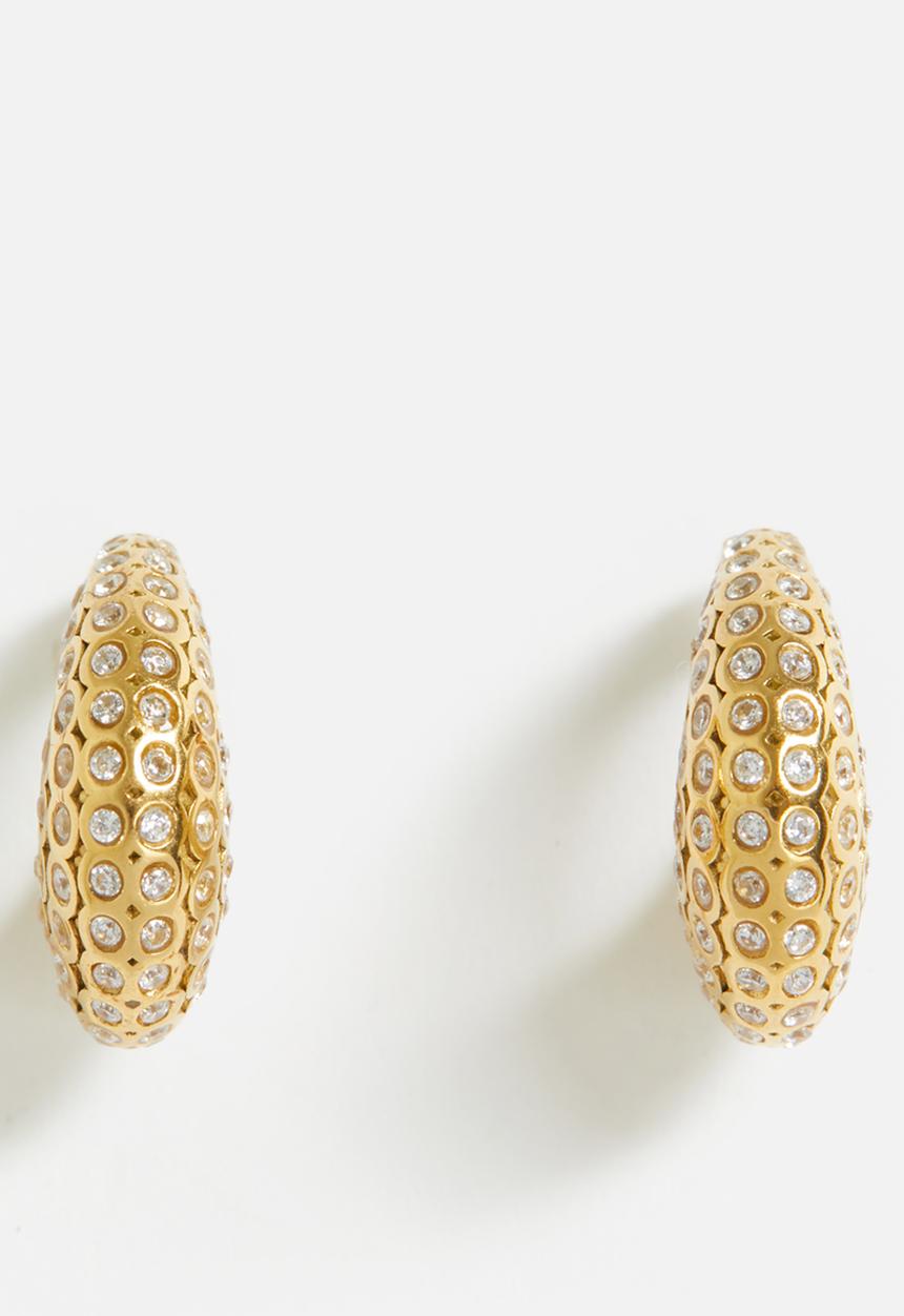 Zoe on Trend - Stone-set bold earrings  - gold