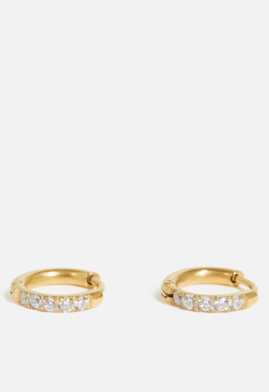 Zoe on Trend - Modern stone-set hoop earrings  - gold