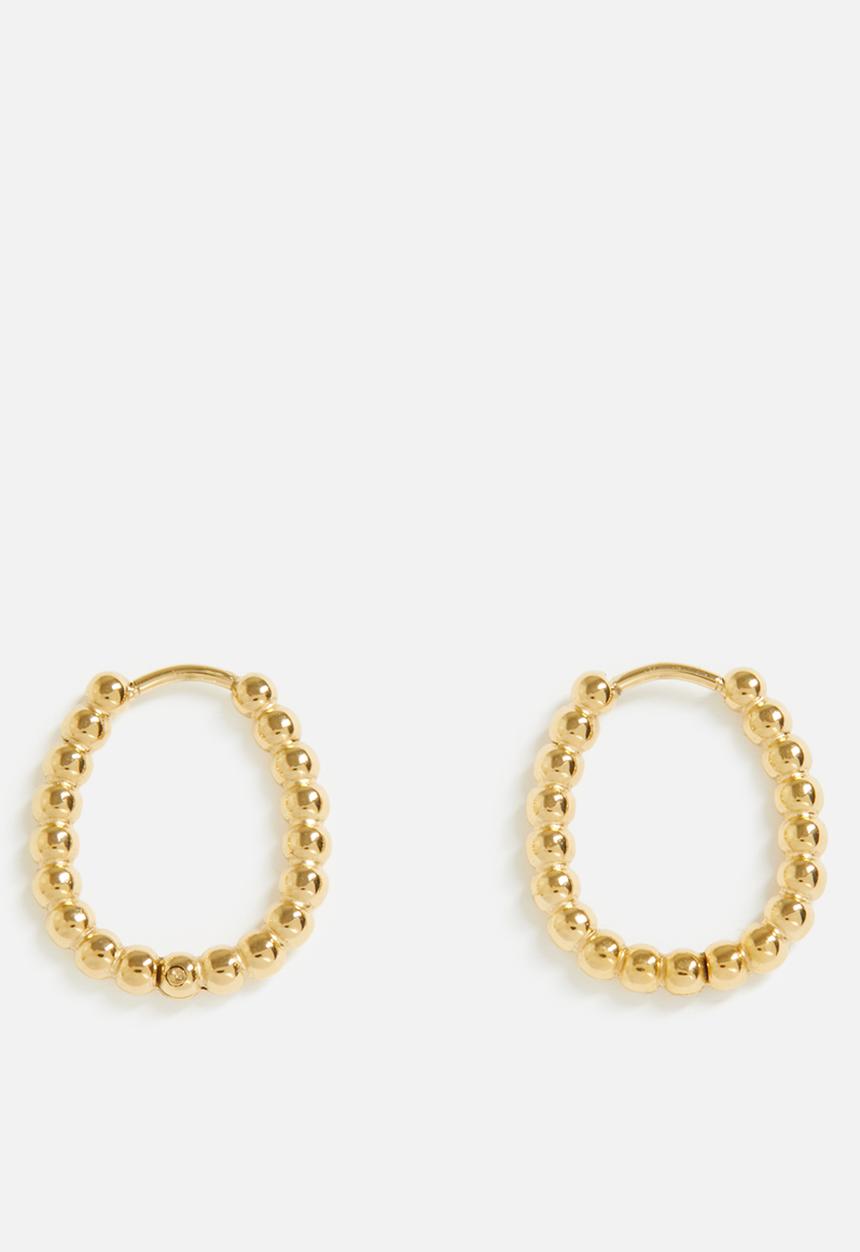 Zoe on Trend - Funky bead hoop earrings  - gold
