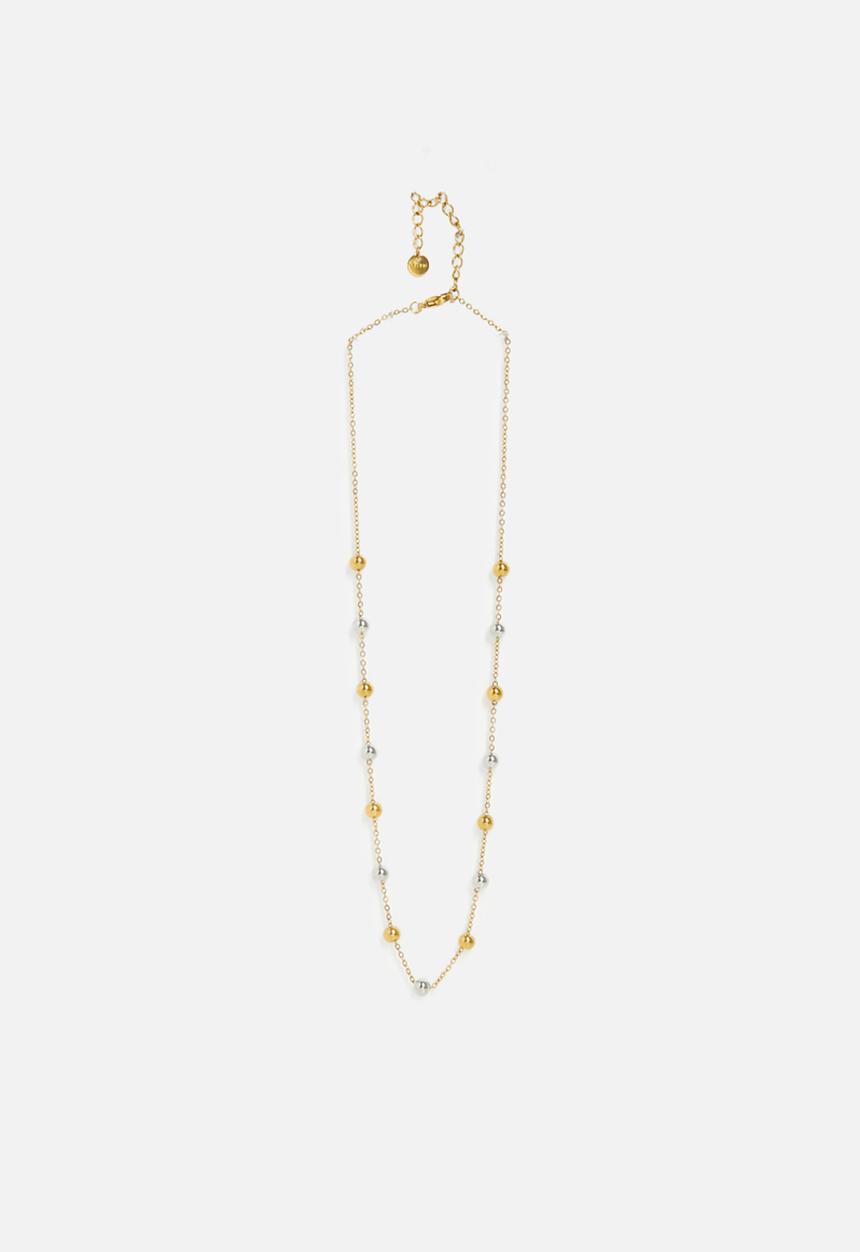 Zoe on Trend - Trendy two-tone ball necklace  - silver/gold