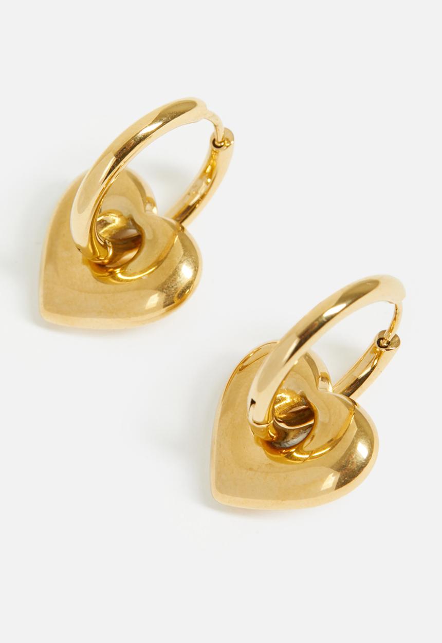 Zoe on Trend - Trendy heart dangle hoop earrings  - gold