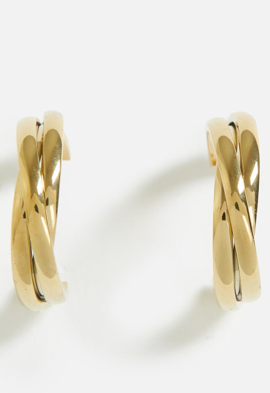 Zoe on Trend - Modern interweave hoop earring - gold