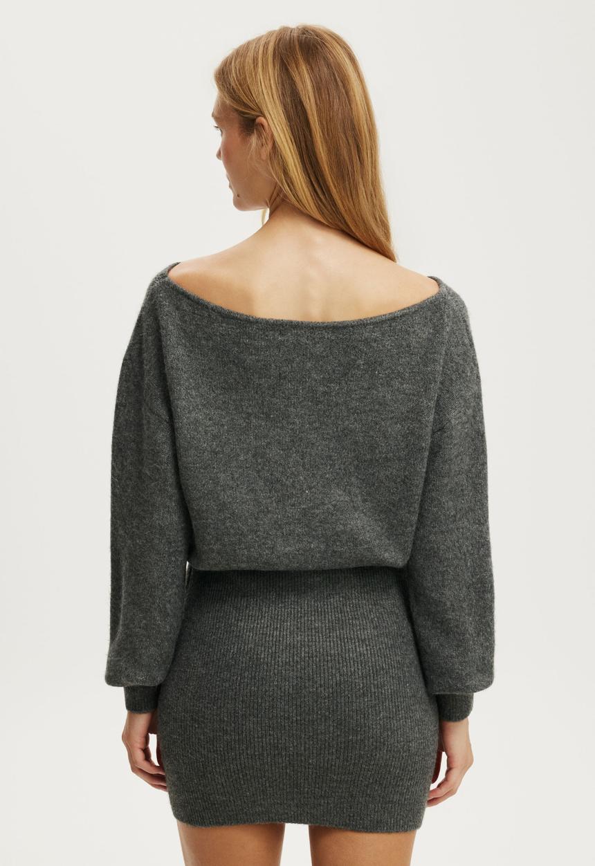 Cotton On - Luxe Cinched Mini Dress - Charcoal Marle