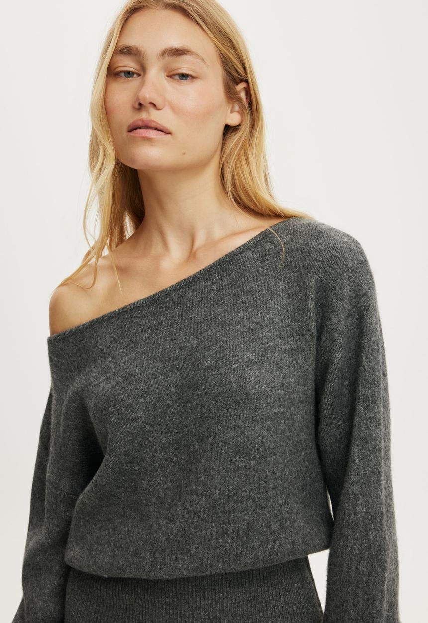 Cotton On - Luxe Cinched Mini Dress - Charcoal Marle