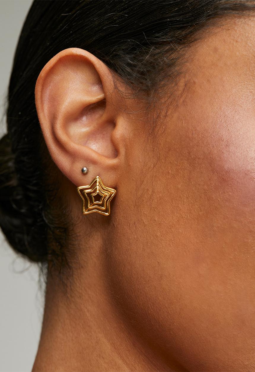 Zoe on Trend - Trendy star design earrings - gold