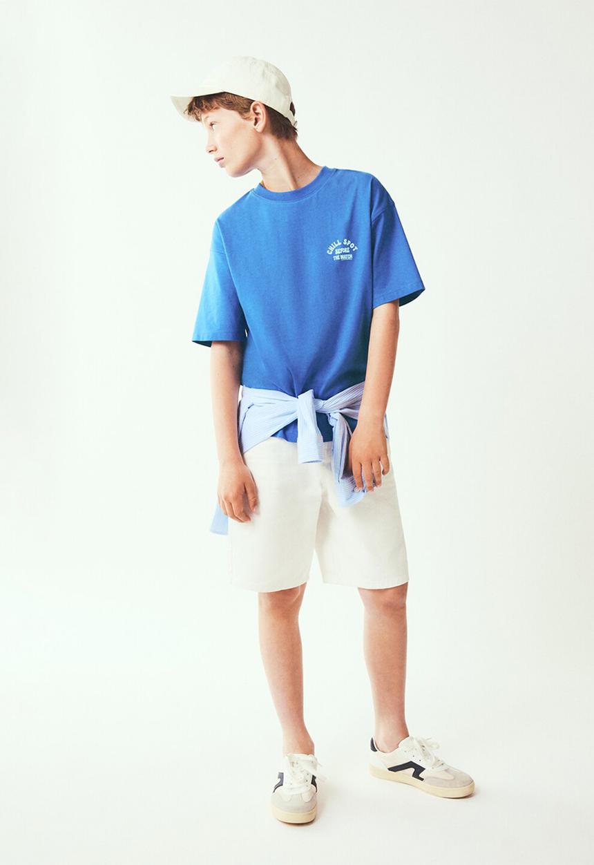 MANGO - T-Shirt Chirin - Medium Blue