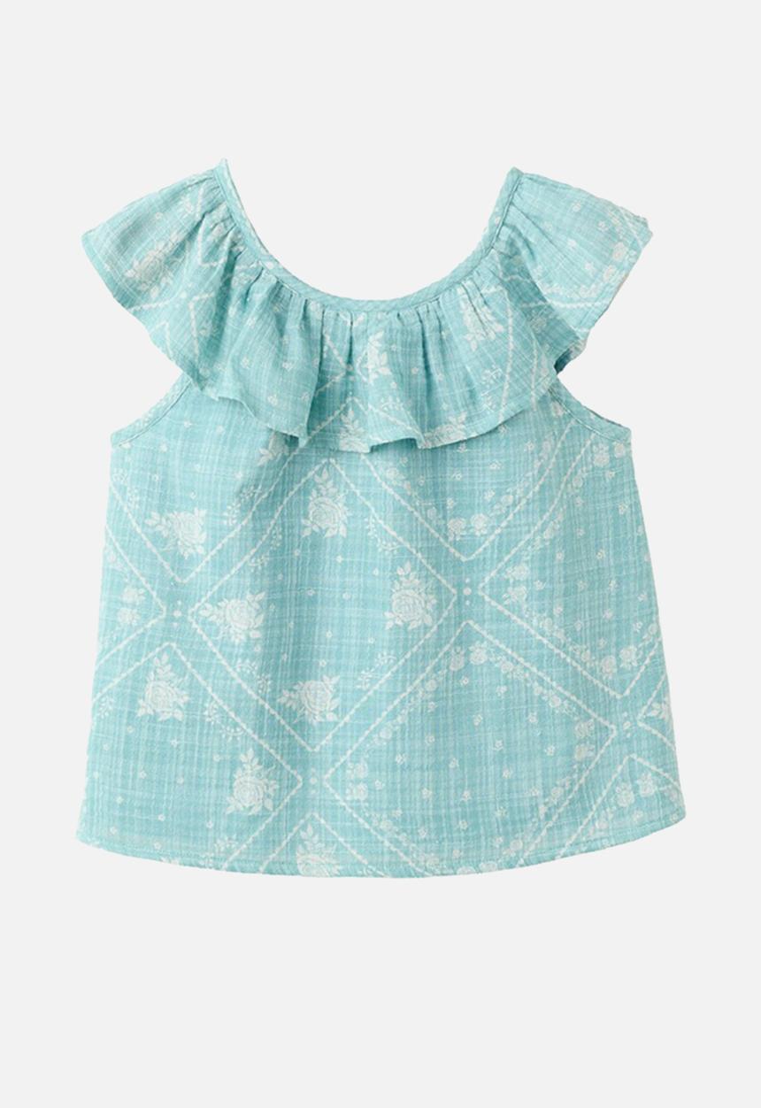 MANGO - Blouse Dizzyset - Turquoise / Aqua
