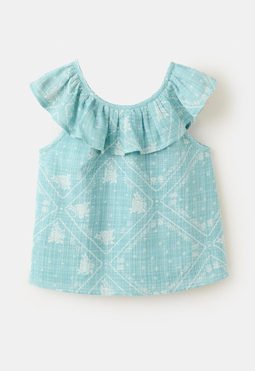 MANGO - Blouse Dizzyset - Turquoise / Aqua