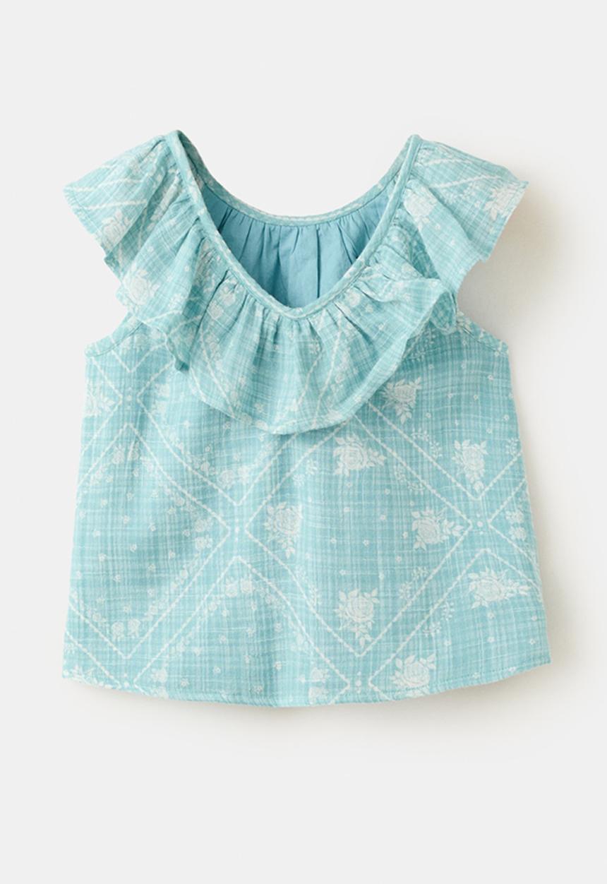 MANGO - Blouse Dizzyset - Turquoise / Aqua