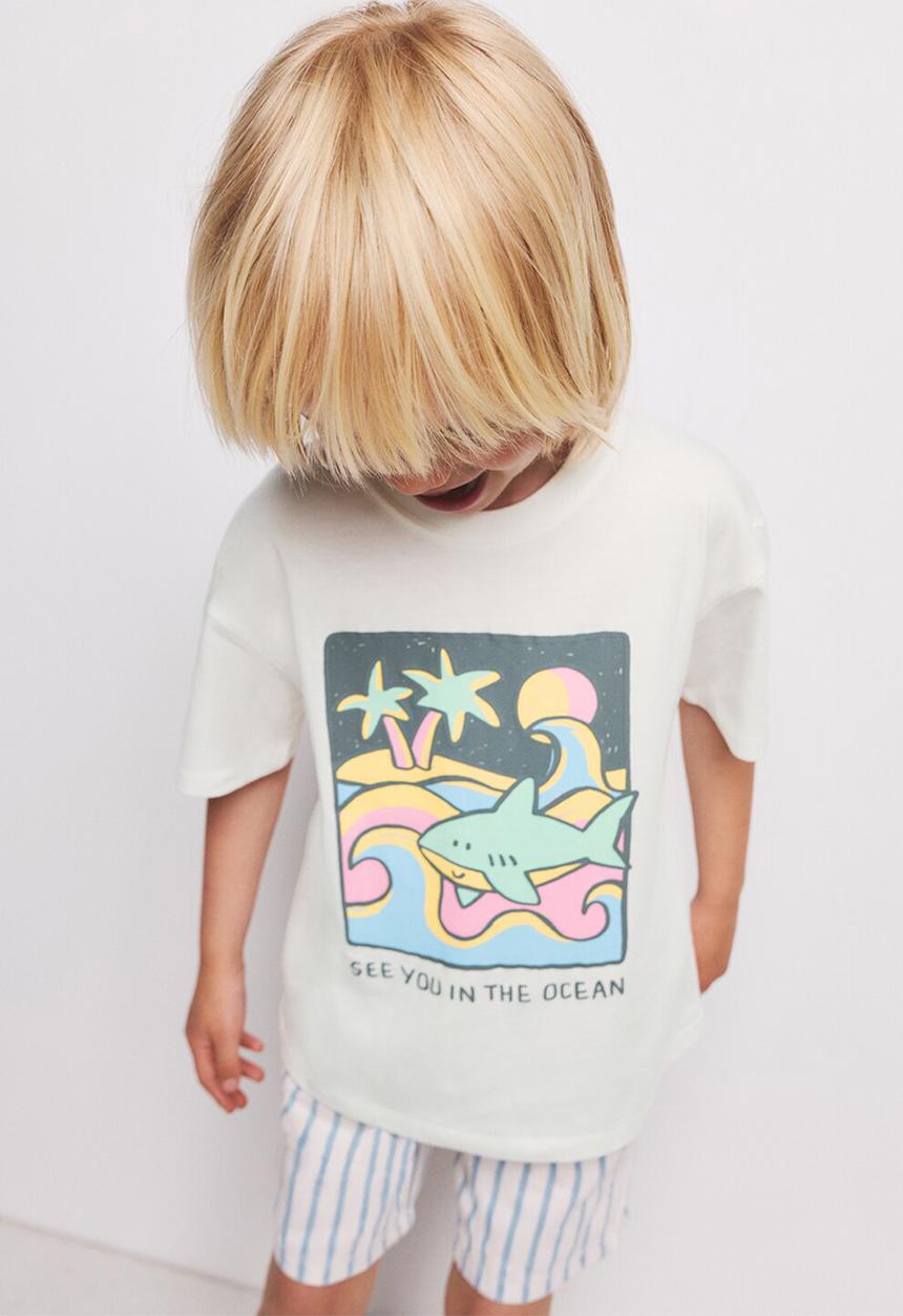 MANGO - T-shirt Shark - White