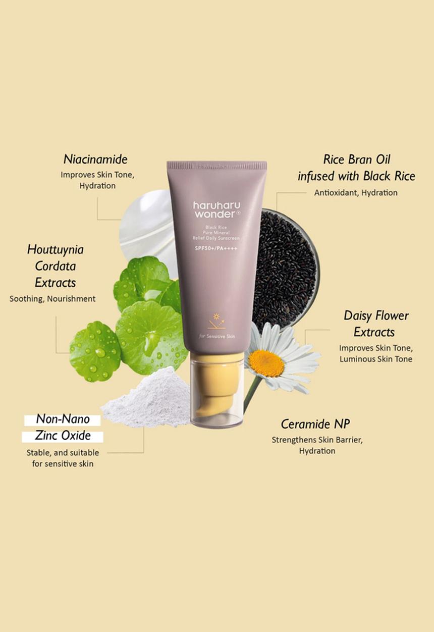 haruharu wonder - Black Rice Pure Mineral Relief Daily Sunscreen SPF50+/PA++++