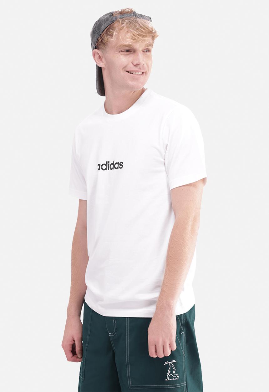 adidas Performance - Essentials Linear Single Jersey Tee - White/Blk