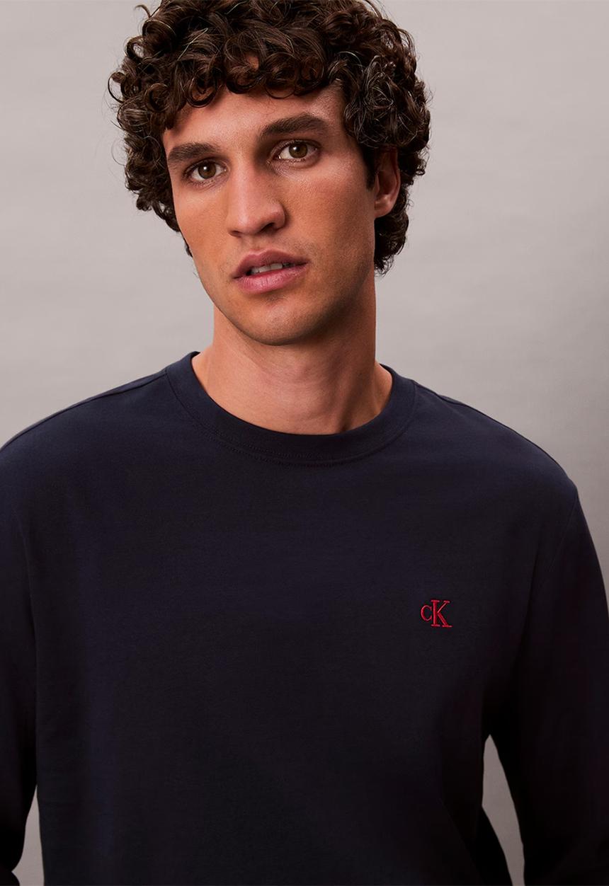 Calvin Klein - Long Sleeve Easy Monogram Tee - Dark Sapphire