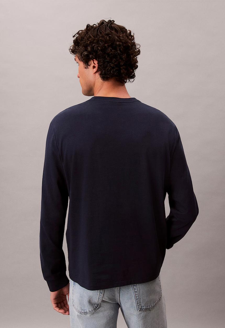 Calvin Klein - Long Sleeve Easy Monogram Tee - Dark Sapphire