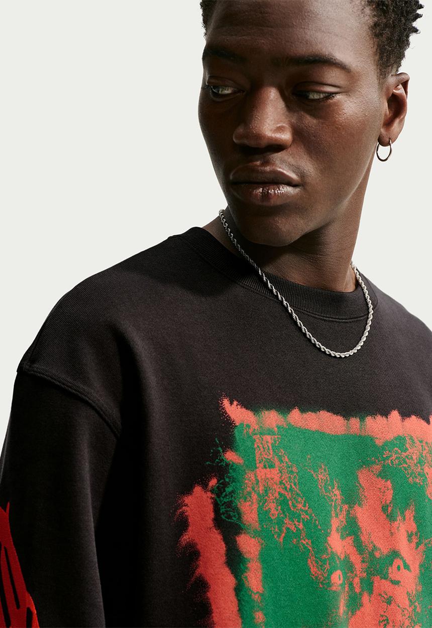 Nike - Your Message Here  Fleece Crew-Neck Sweatshirt - Black/Crimson