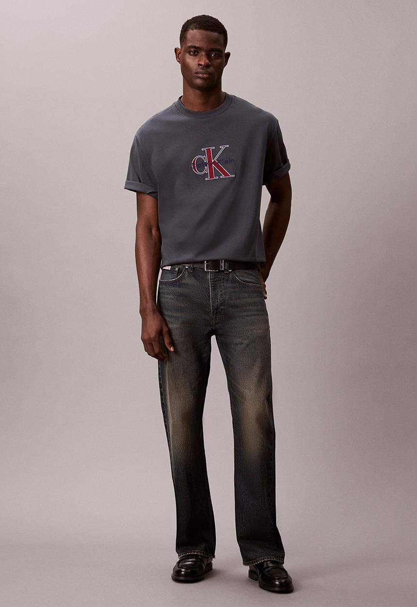 Calvin Klein - Short Sleeve 16S Tricolor Monologo Graphic Tee - Harlem Night Blue