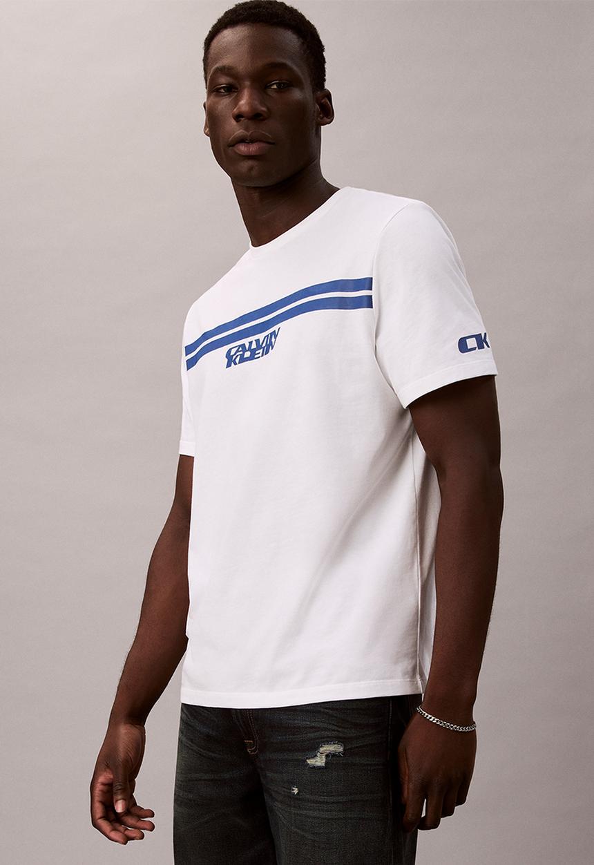 Calvin Klein - Short Sleeve 20S 5Am Ck Racer Stripe Graphic Tee - Brilliant White