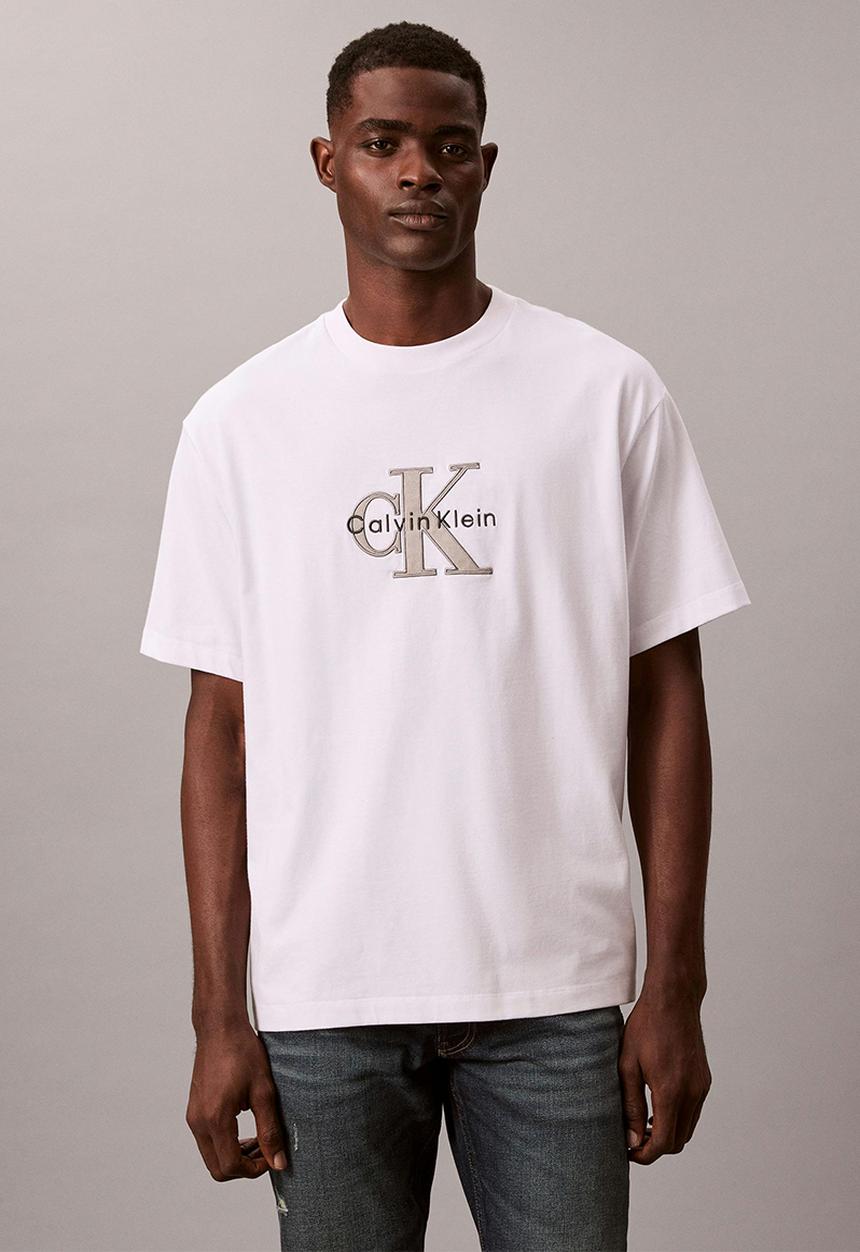 Calvin Klein - Short Sleeve 16S Tricolor Monologo Graphic Tee - Bright White