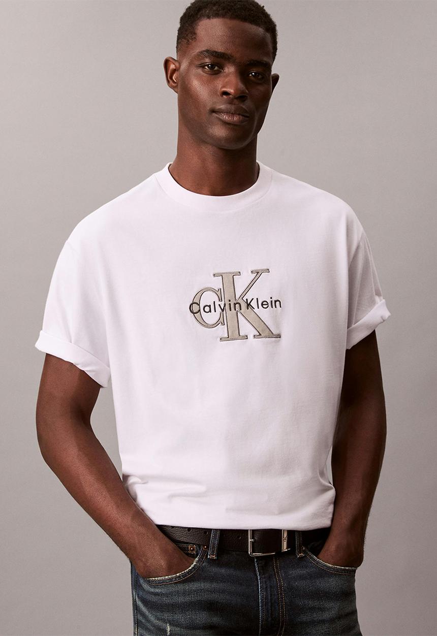Calvin Klein - Short Sleeve 16S Tricolor Monologo Graphic Tee - Bright White