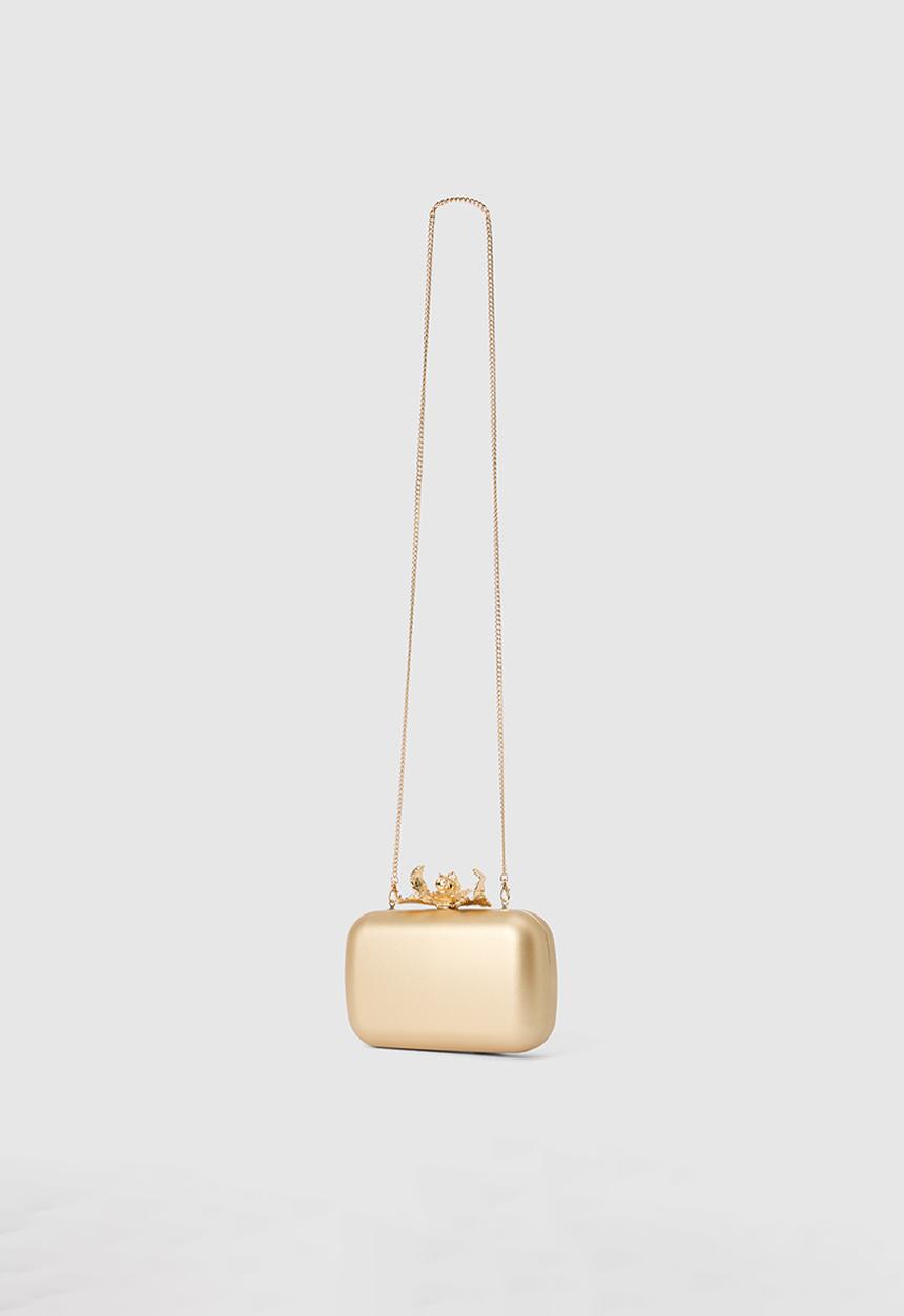Forever New - Gina orchid clasp hardcase clutch in gold