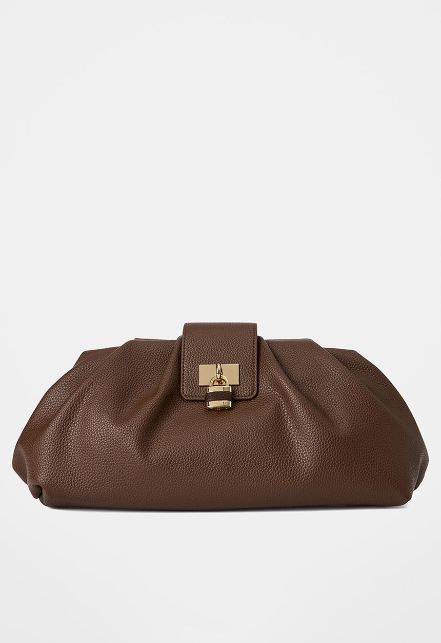 Forever New - Portia padlock soft clutch in chocolate