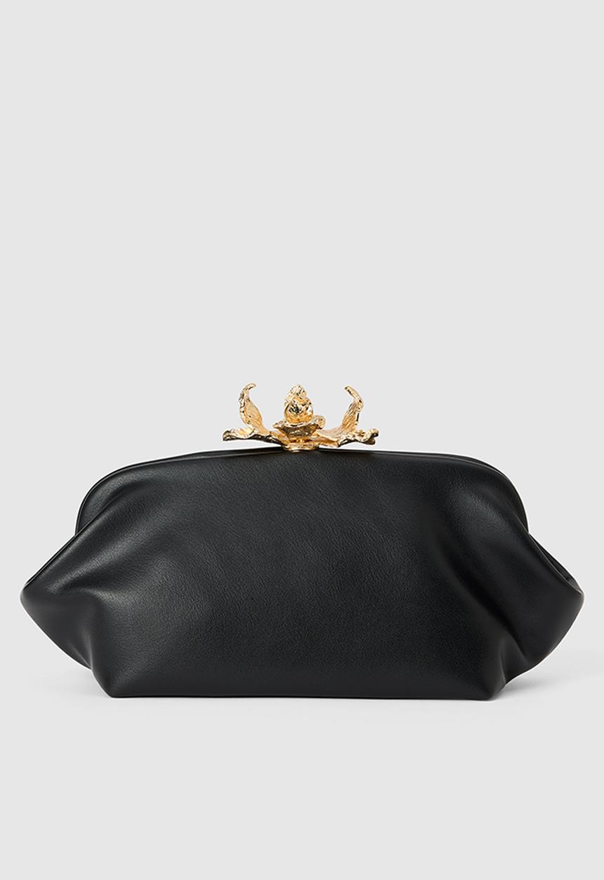 Forever New - Tiffany orchid clasp clutch in black