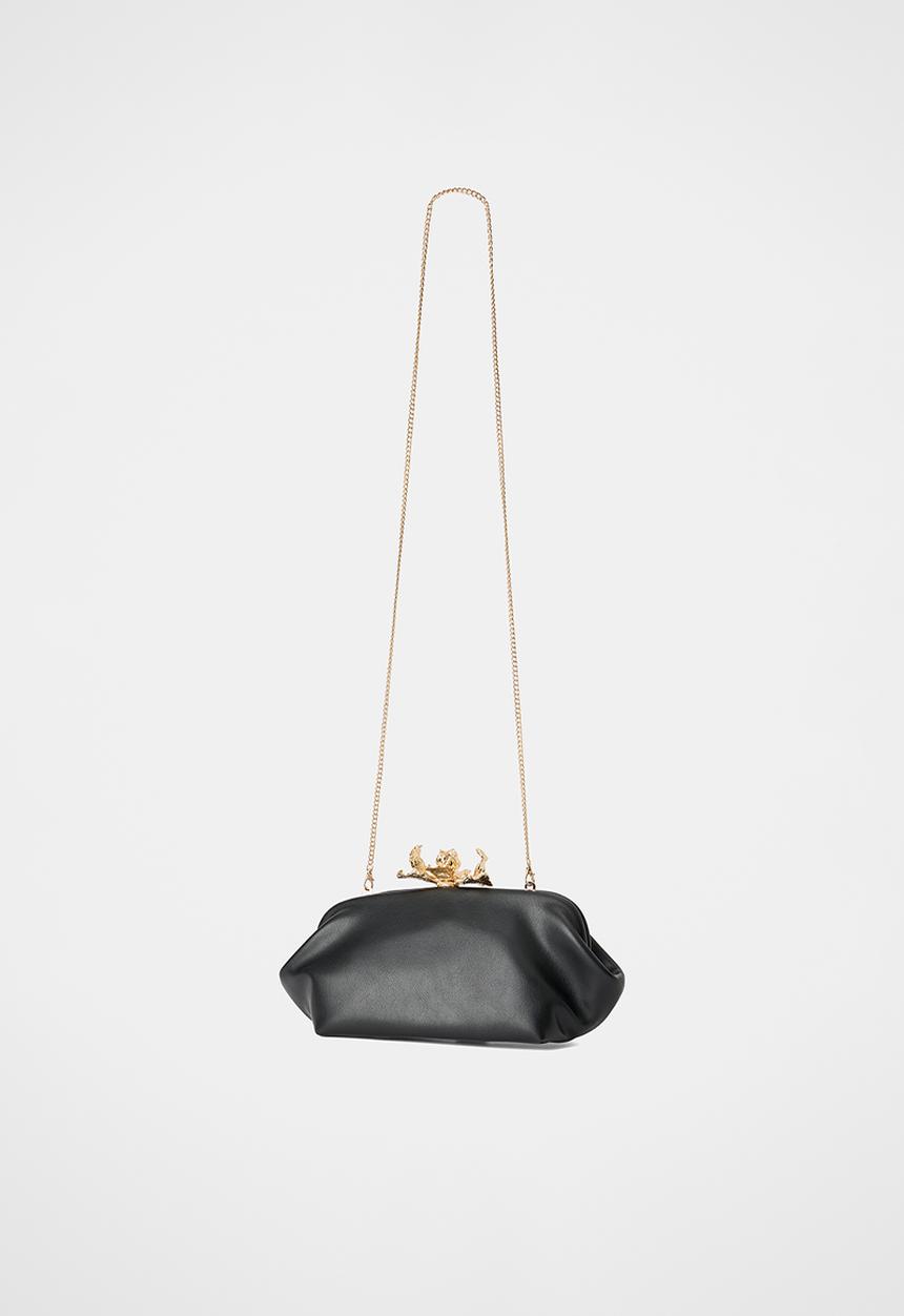 Forever New - Tiffany orchid clasp clutch in black