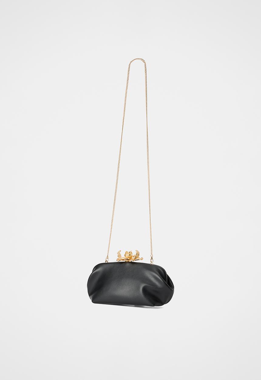 Forever New - Tiffany orchid clasp clutch in black