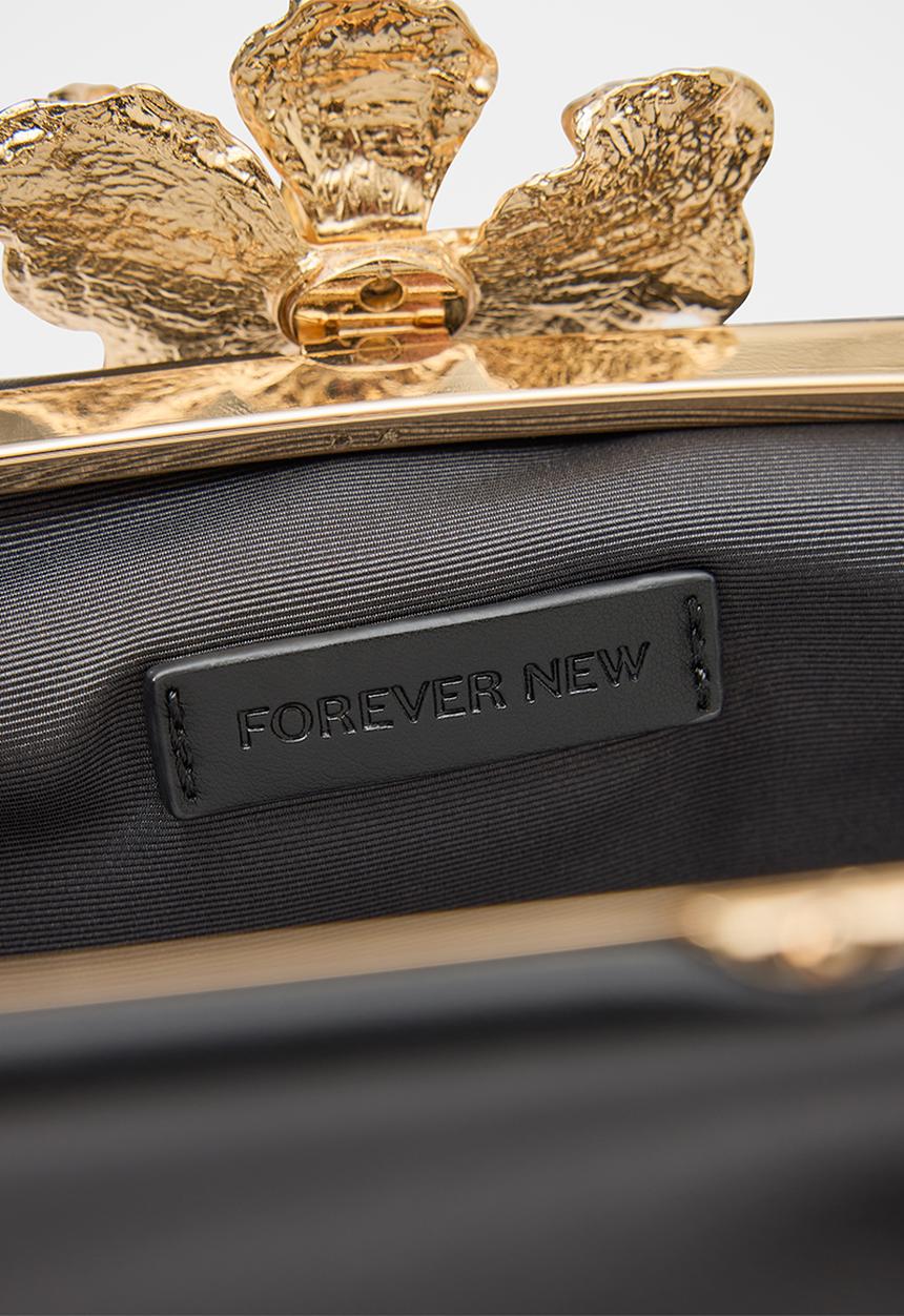 Forever New - Tiffany orchid clasp clutch in black