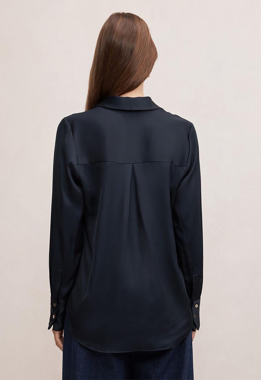 Forever New - Coco satin shirt in navy